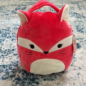 Squishmallows Red and White Plush Halloween treat pail NWT cute